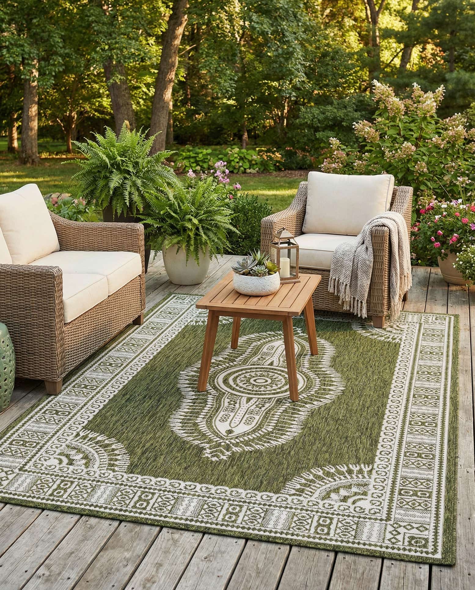 6' x 9' Easy-Clean Traditional Indoor / Outdoor Rug