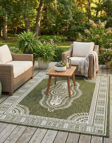 6' x 9' Easy-Clean Traditional Indoor / Outdoor Rug
