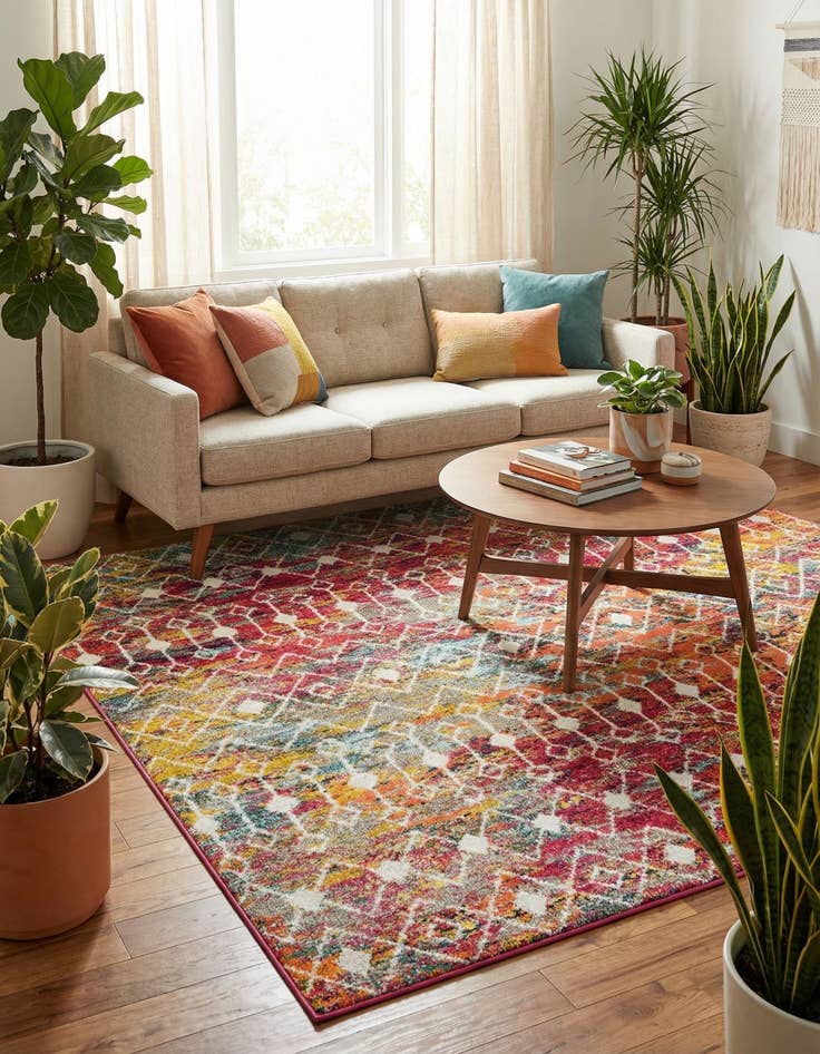 Detail image of 6' x 6' Moroccan Trellis Square Rug