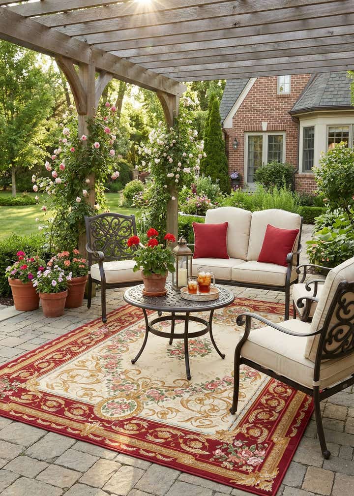 6' x 9' Easy-Clean Traditional Indoor / Outdoor Rug