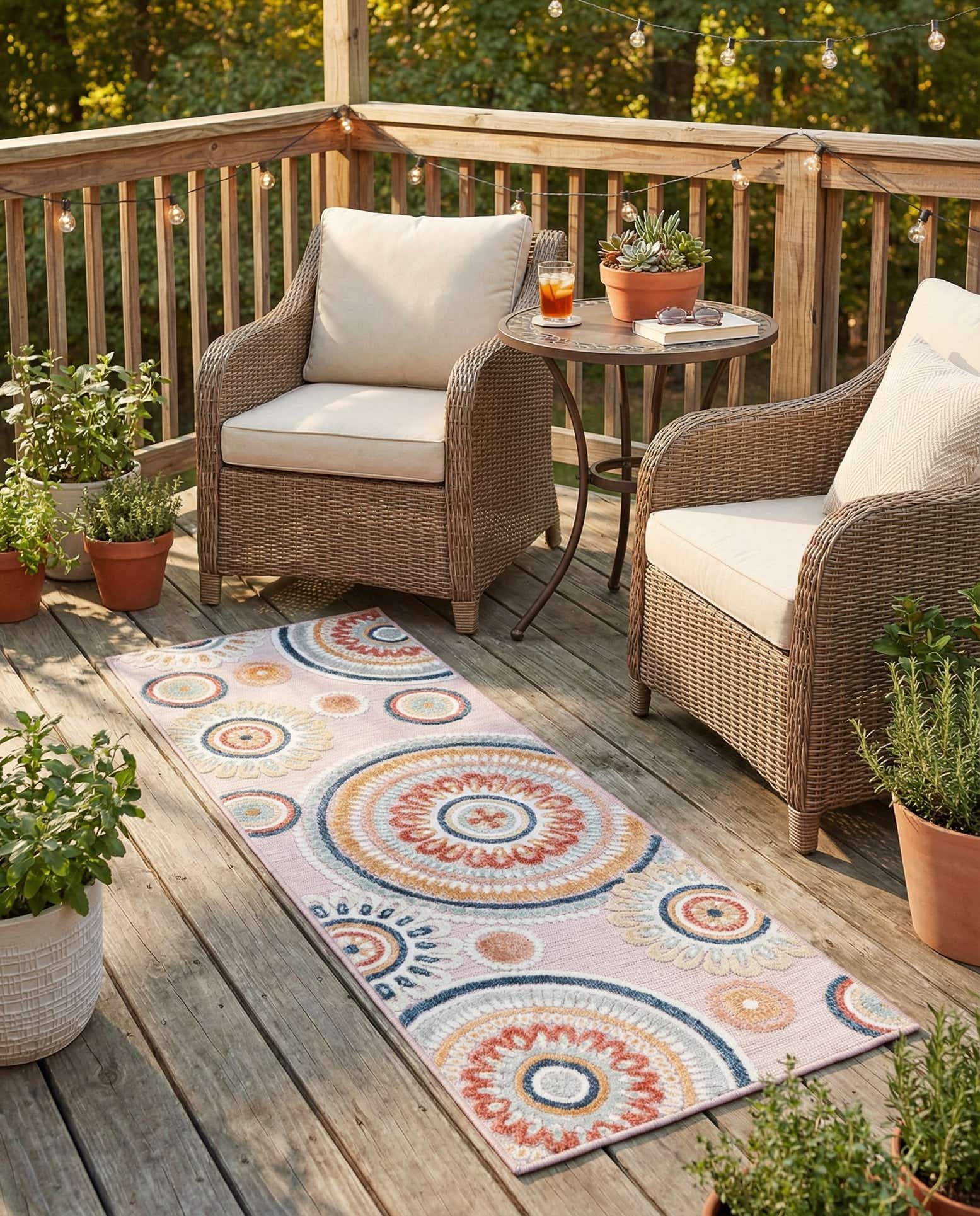 2' 2 x 6' Easy-Clean Botanical Indoor / Outdoor Runner Rug