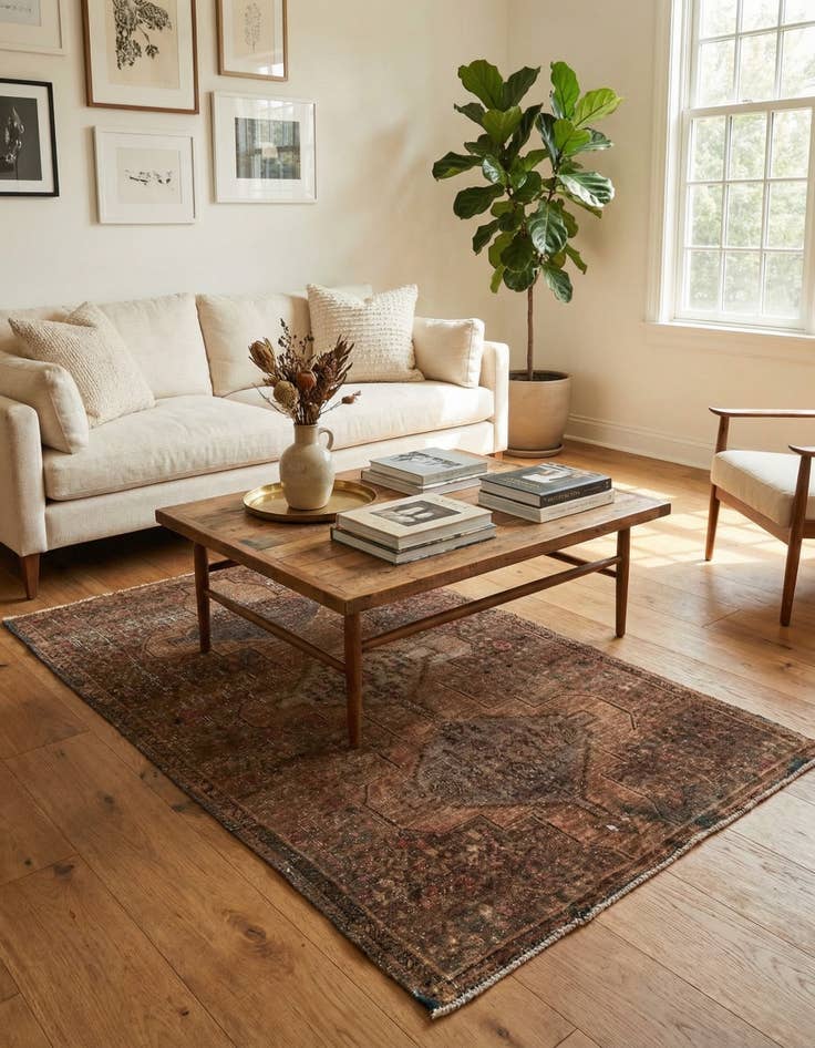 Detail image of 4' x 7' 8  Hand Knotted Ultra Vintage Persian Wool Runner Rug