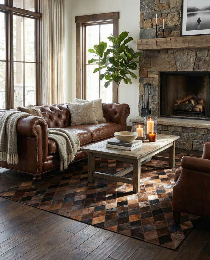 4' 11 x 7' 11 Cowhide Stocks Rug