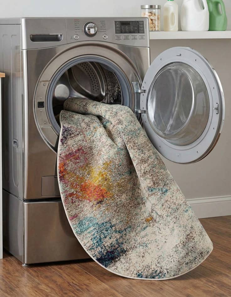 Detail image of 5' x 5'  Washable Spectrum Round Rug