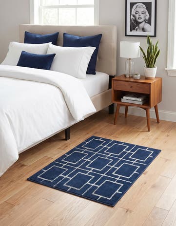 Navy Blue Silver Marilyn Monroe™ Glam Deco Rug