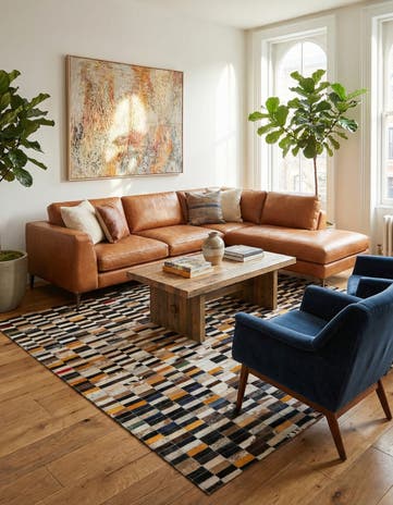 5' 3 x 8' 1 Cowhide - Patchwork Rug