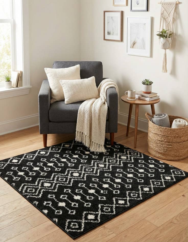 Detail image of 3' x 3' Moroccan Trellis Square Rug