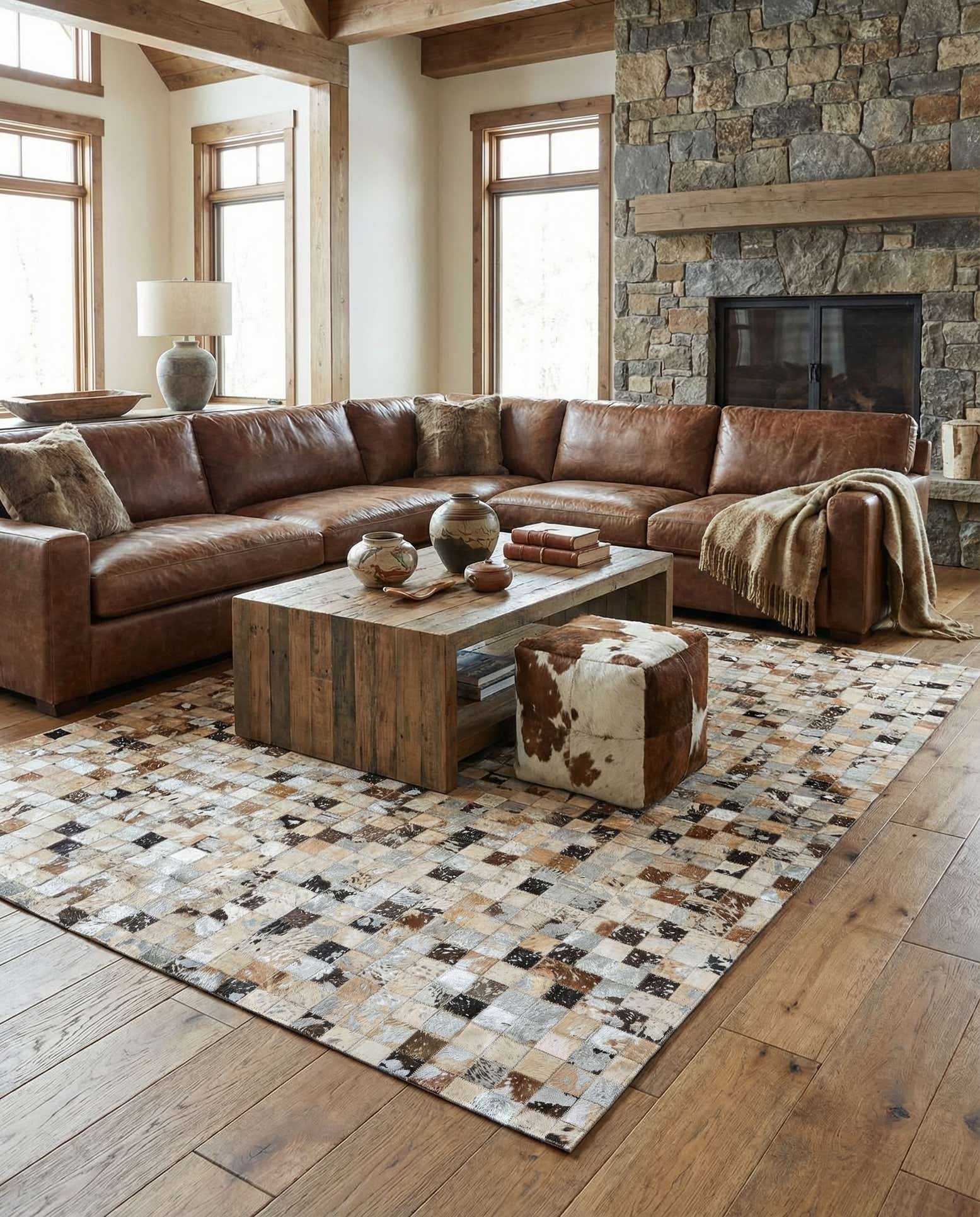 5' 2 x 7' 3 Cowhide Stocks Rug