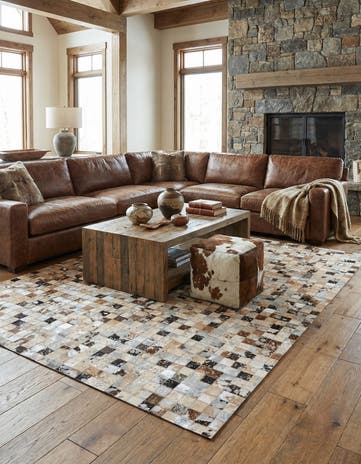 5' 2 x 7' 3 Cowhide Stocks Rug