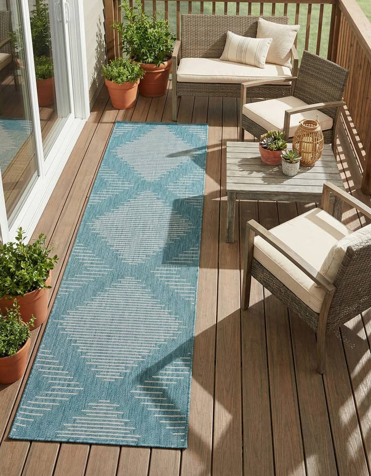 Detail image of 2' x 8'  Washable Modern Indoor / Outdoor Runner Rug