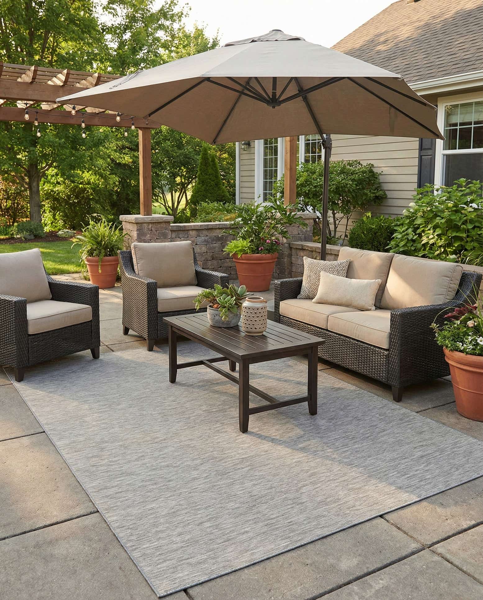 6' 3 x 9' Easy-Clean Solid Indoor / Outdoor Rug