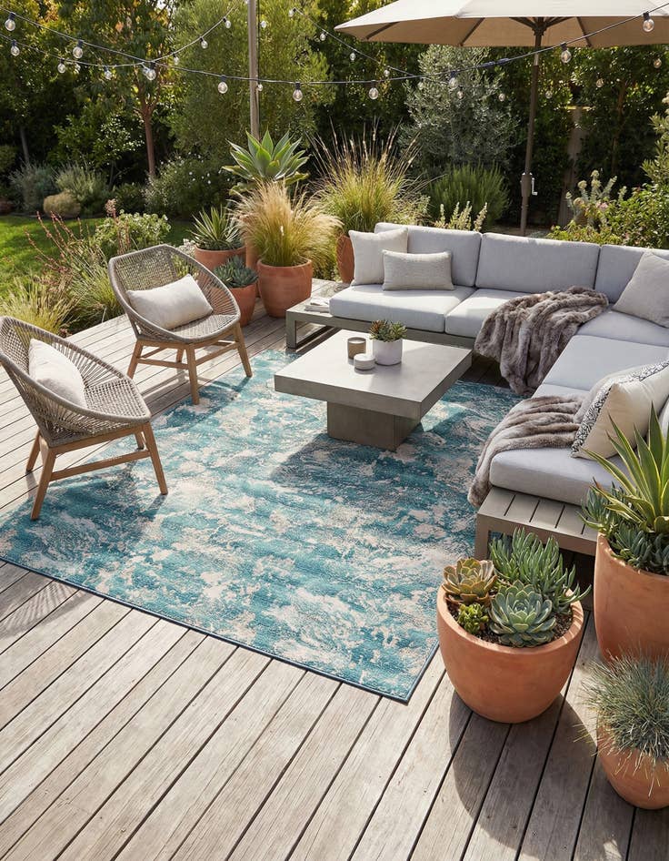 Detail image of 10' x 10'  Washable Modern Indoor / Outdoor Square Rug