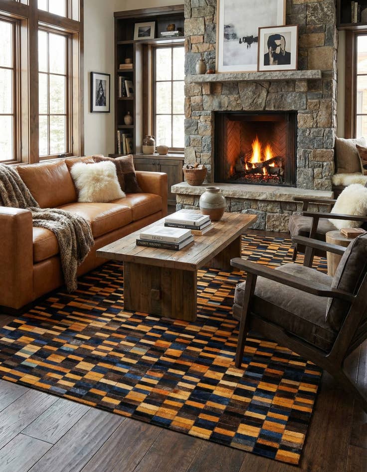 Detail image of 4' 11 x 7' 10 Cowhide - Patchwork Rug