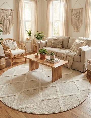 Ivory Boho Round Rug