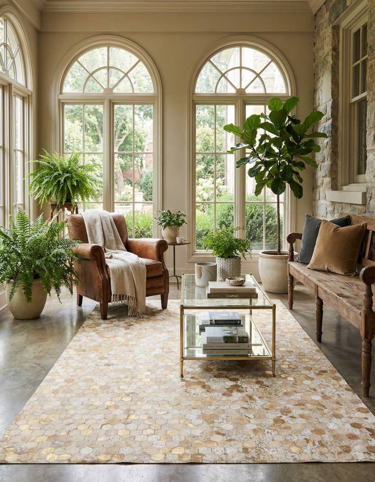 Detail image of 5' 3 x 7' 5 Cowhide Stocks Rug