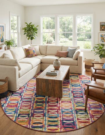 10' x 10' Easy-Clean Modern Indoor / Outdoor Round Rug