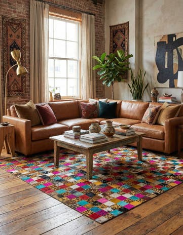 5' x 8' Cowhide Leather Rug