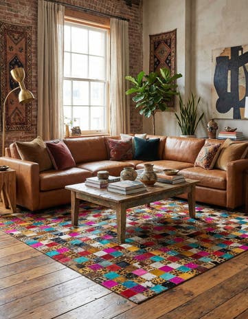 5' x 8' Cowhide Leather Rug