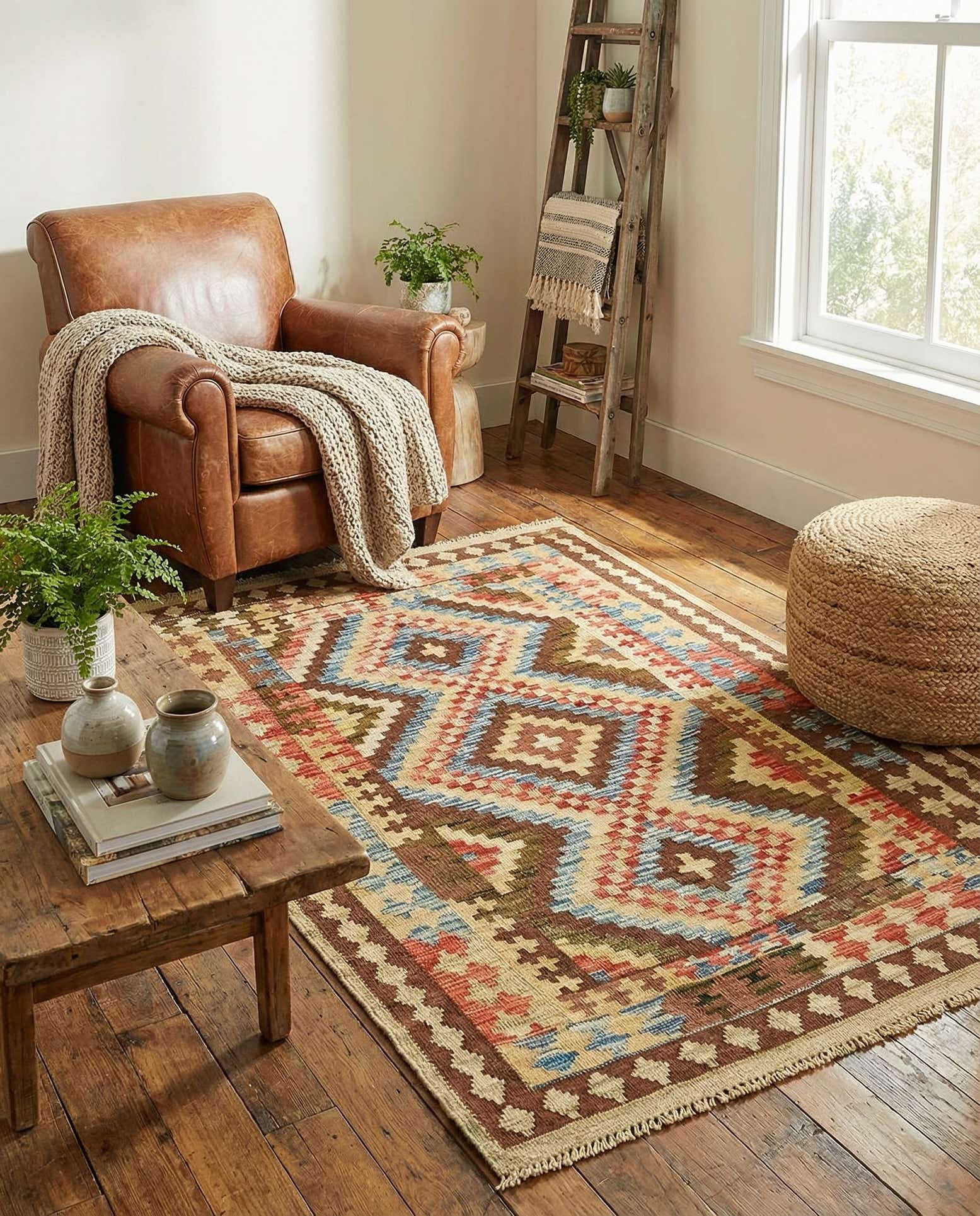 3' 3 x 5' Hand Woven Kilim Maymana Wool Rug