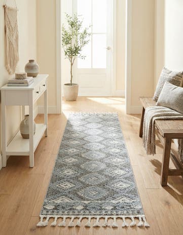 Gray Boho Runner Rug