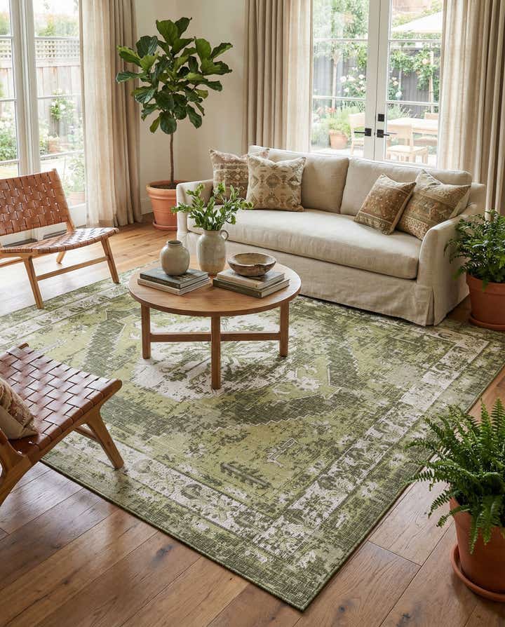 10' x 10' Easy-Clean Traditional Indoor / Outdoor Square Rug