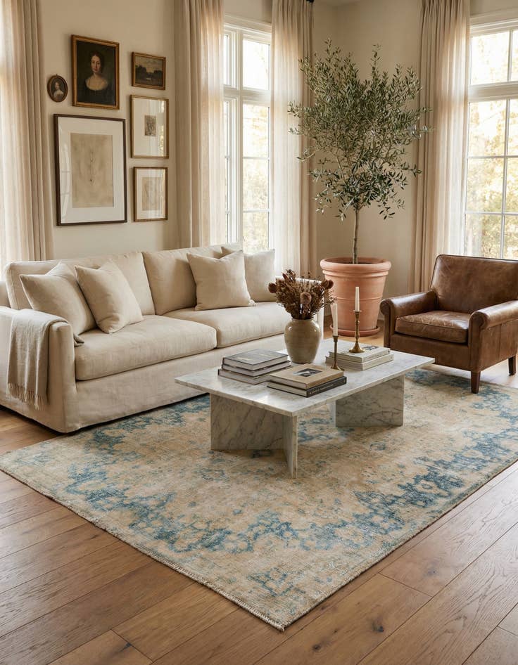 Detail image of 6' 4 x 9' 9  Hand Knotted Ultra Vintage Persian Wool Rug