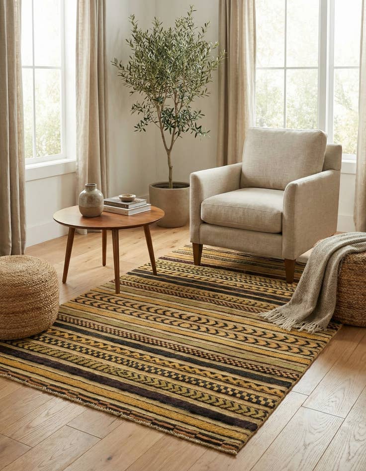 Detail image of 3' 3 x 4' 10 Hand Knotted Modern Ziegler Rug