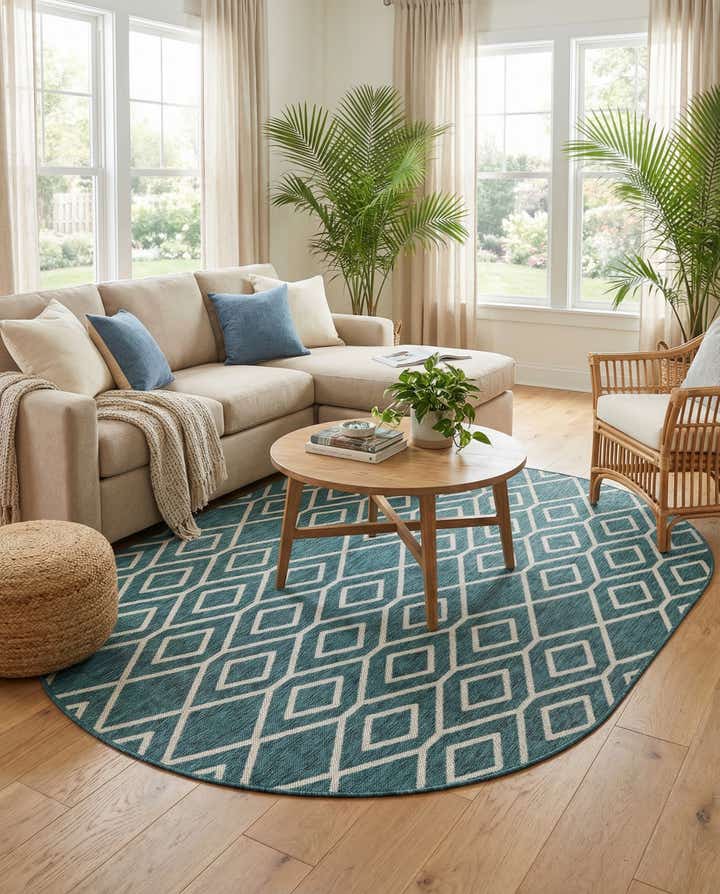5' 3 x 8' Easy-Clean Jill Zarin Turks and Caicos Indoor / Outdoor Oval Rug