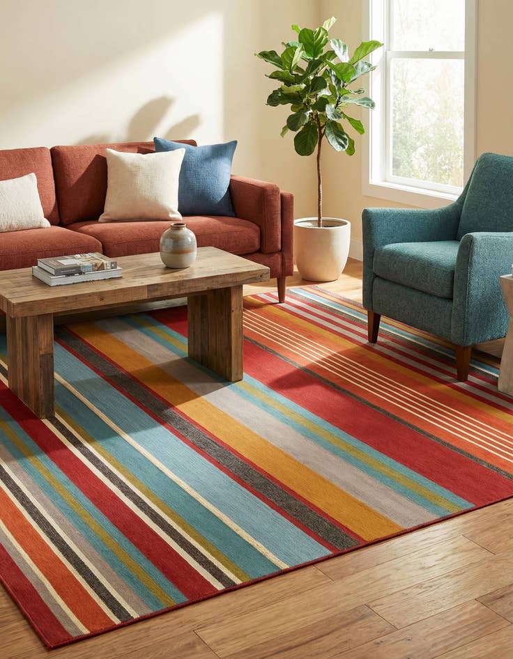 Detail image of  10' x 10'  Washable Modern Indoor / Outdoor Square Rug