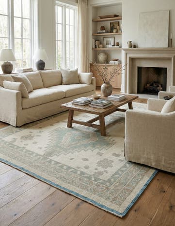 8' 9 x 12' 2 Hand Knotted Oushak Wool Rug