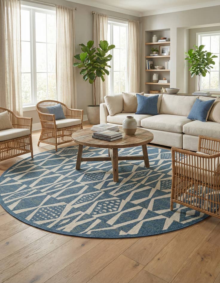 Detail image of  10' x 10'  Washable Baja Indoor / Outdoor Round Rug