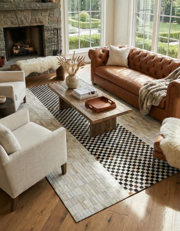 5' 2 x 8' 2 Cowhide Leather Rug
