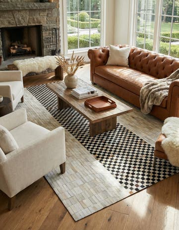 5' 2 x 8' 2 Cowhide Leather Rug