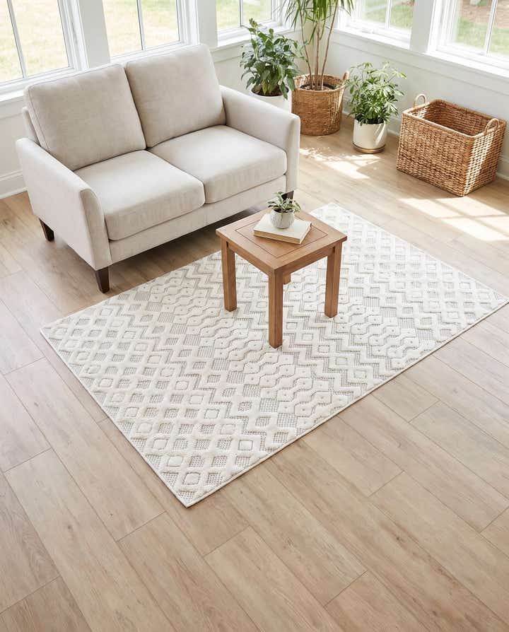 4' x 6' Easy-Clean Trellis Textured Indoor / Outdoor Rug