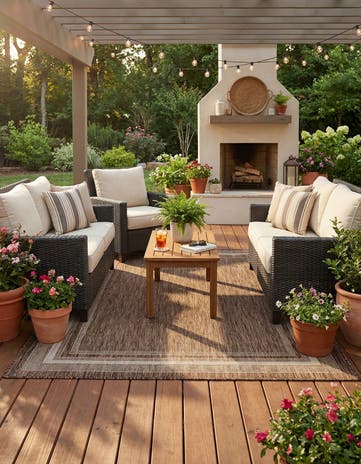 5' 3 x 8' Easy-Clean Border Indoor / Outdoor Rug
