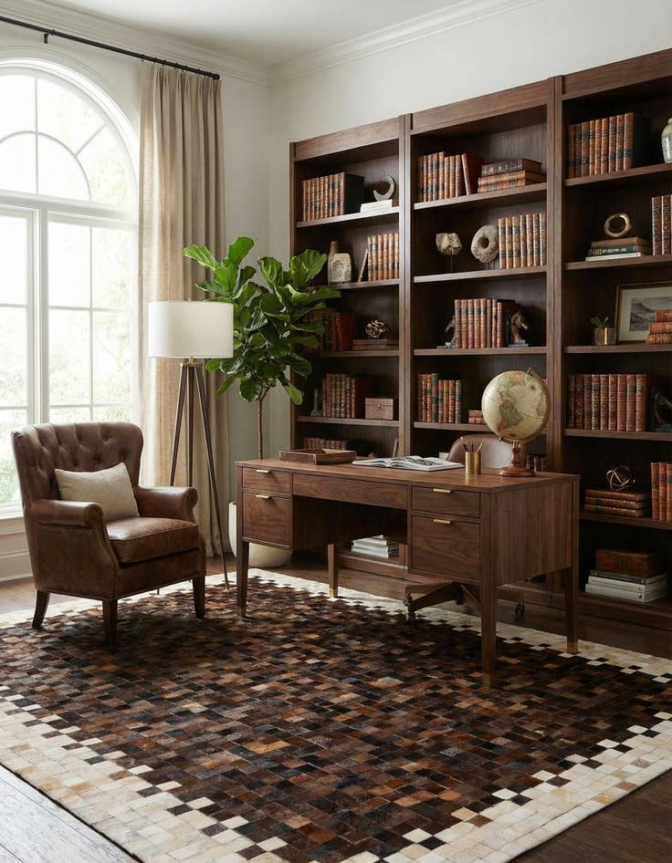 Detail image of 5' 1 x 8' 1 Cowhide Stocks Rug