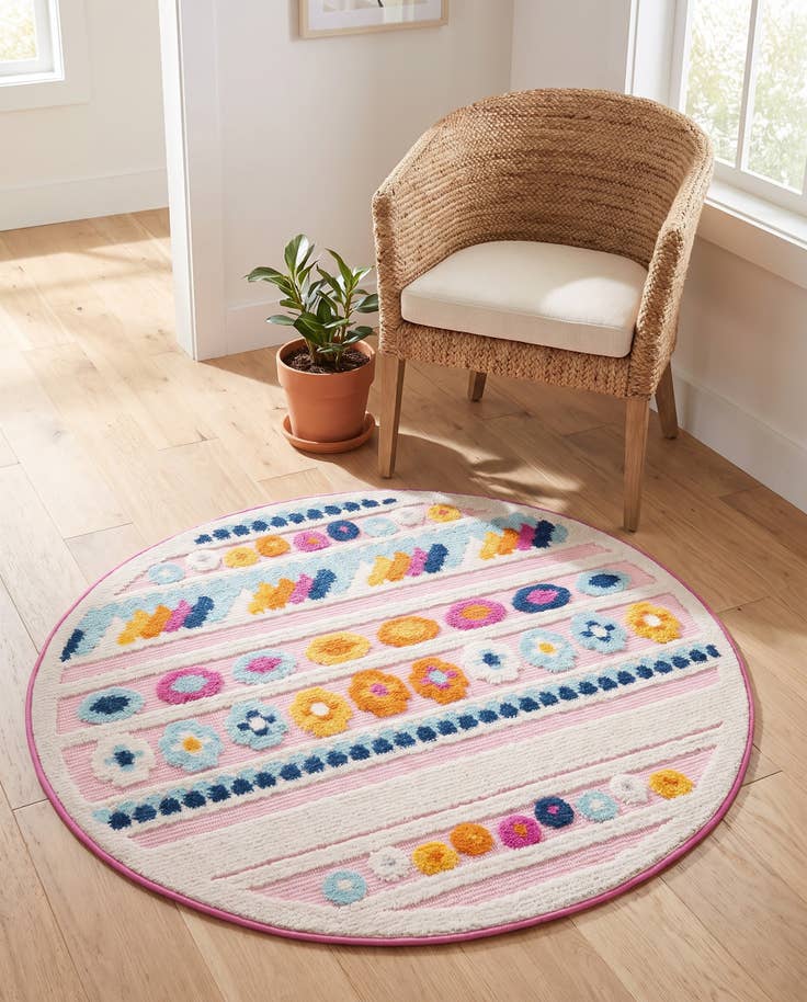 Vue détaillée : 100cm x 100cm Facile à nettoyer Aruba Tapis Intérieur / Extérieur Rond