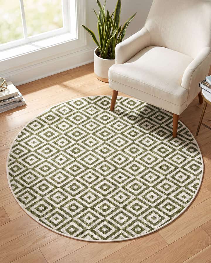 4' x 4' Easy-Clean Jill Zarin Costa Rica Indoor / Outdoor Round Rug