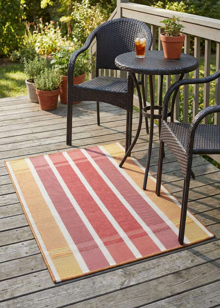 2' x 3' Easy-Clean Striped Indoor / Outdoor Rug