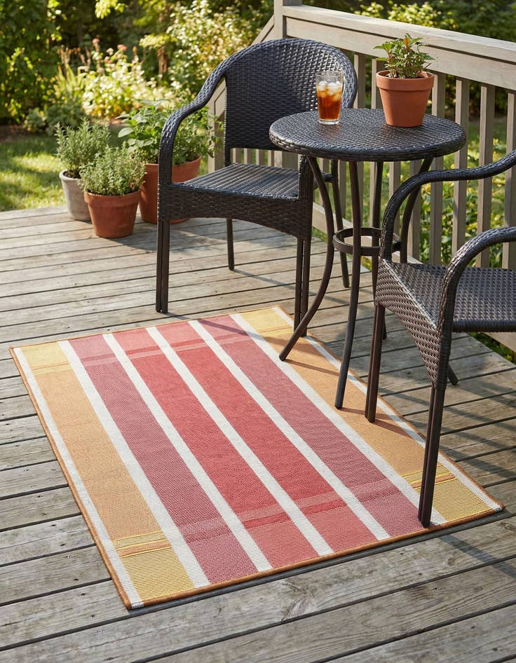 Detail image of 2' x 3' Easy-Clean Striped Indoor / Outdoor Rug
