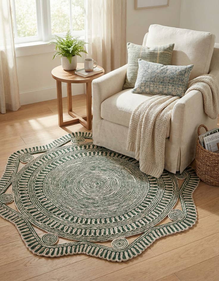 Detail image of  5' 1 x 5' 1  Hand Braided Jute Round Rug