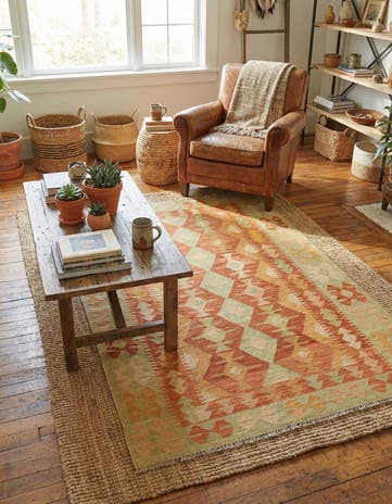 3' 3 x 5' Hand Woven Kilim Waziri Wool Rug