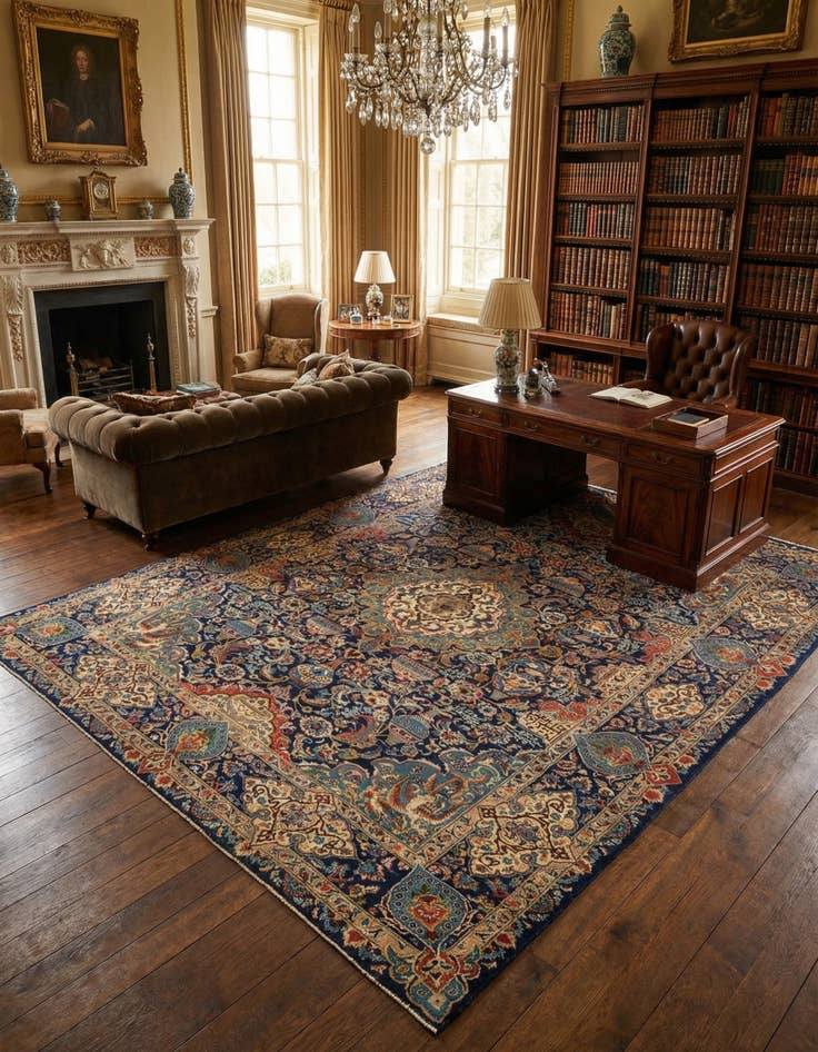 Detail image of  9' 5 x 12' 5  Hand Knotted Kashmar Persian Wool Rug