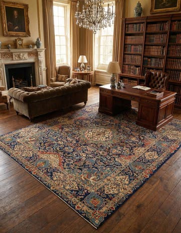 9' 5 x 12' 5 Hand Knotted Kashmar Persian Wool Rug