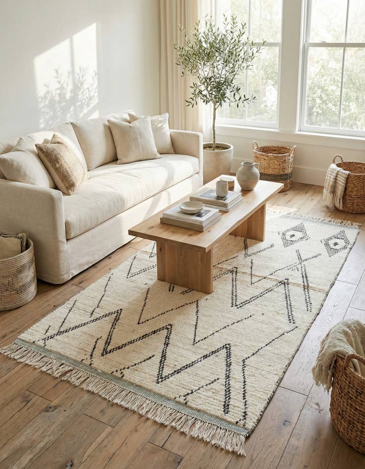 Detail image of  4' 1 x 6' 8  Hand Knotted Moroccan Wool Rug