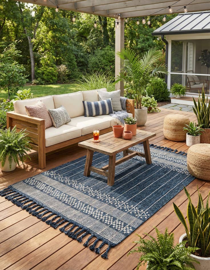 Detail image of 5' 1 x 8'  Washable Eco Bohemian Indoor / Outdoor Rug