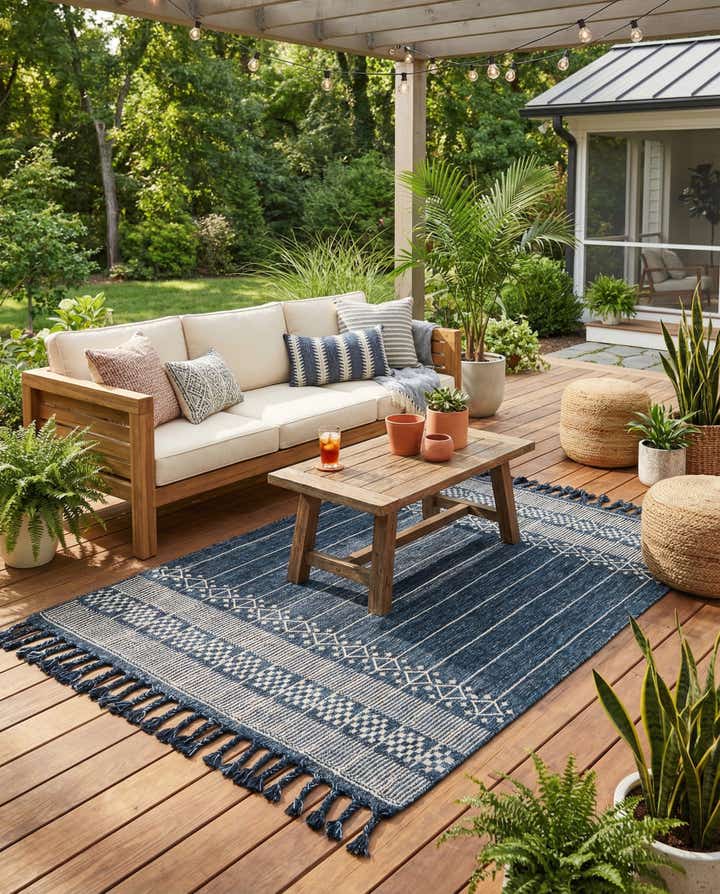 5' 1 x 8' Easy-Clean Eco Bohemian Indoor / Outdoor Rug