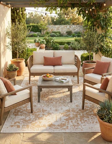 Beige Easy-Clean Jill Zarin Dubai Indoor / Outdoor Rug