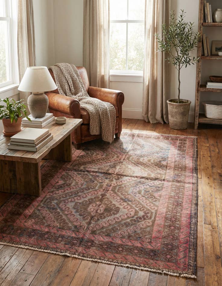 Detail image of  3' 10 x 6' 3  Hand Knotted Ultra Vintage Persian Wool Rug