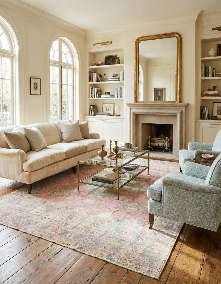 Detail image of  6' 7 x 9'  Hand Knotted Ultra Vintage Persian Wool Rug